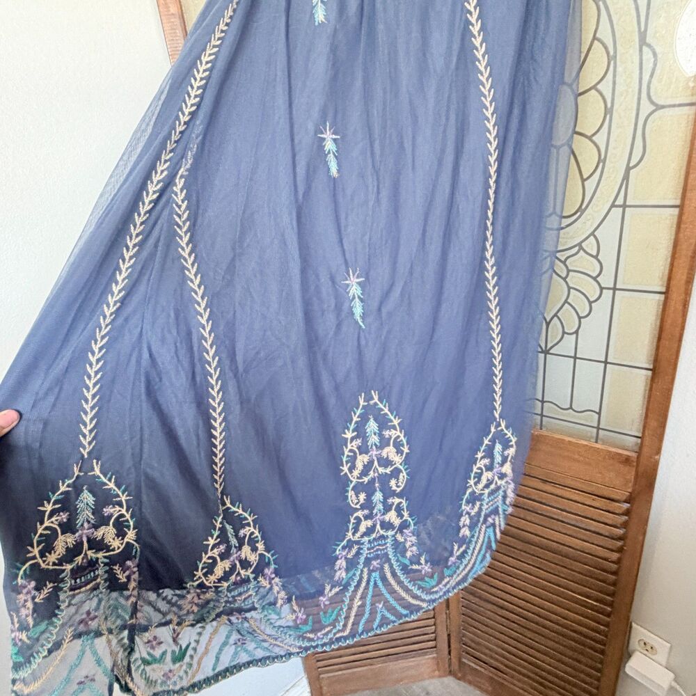 Boho Embroidered Mesh Maxi Skirt Cottagecore Festival Hippy Artsy NWT Size S/M - Picture 8 of 13